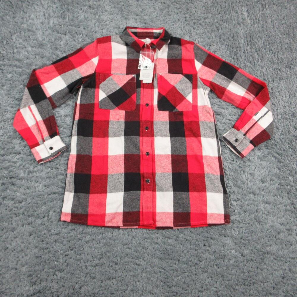 Woolrich Shirt Womens S Red Plaid Button-Up Tunic Flannel Collared NWT